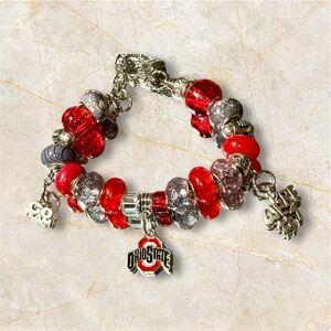Ohio State Buckeyes Beaded Charm Bracelet